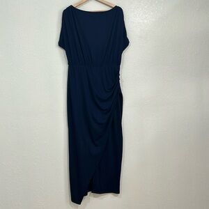 PRINTBARA WOMENS MAXI DRESS NAVY SZ LG NEW